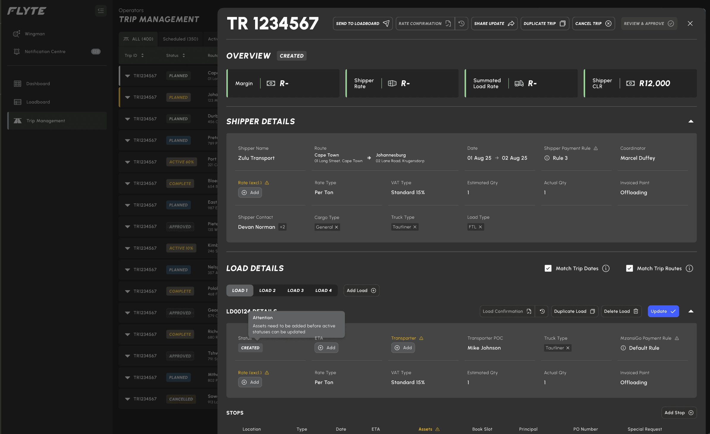 Flyte Trip Details - Detailed trip overview and management